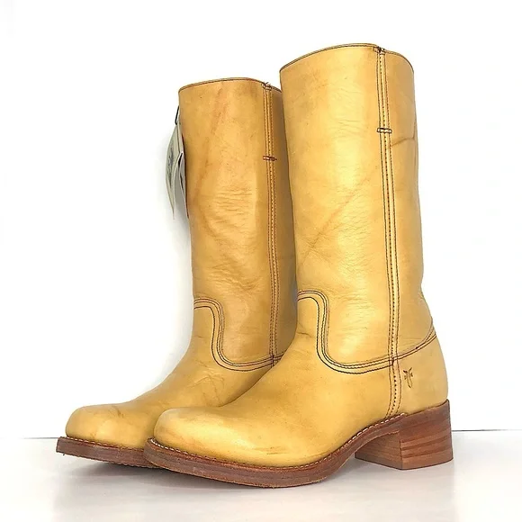 NWT Frye 14L Campus Banana Tall Square Toe Riding Boots Women’s 10 Shoes - Picture 1 of 13